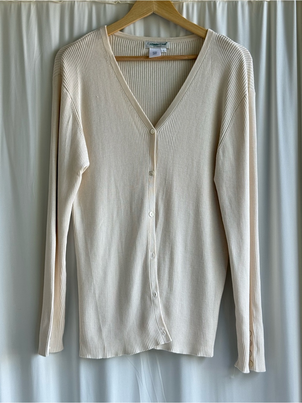 Coldwater Creek Ivory Silk Cotton Cardigan L